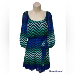Speechless Dress Longsleeve Blue/Green size XL